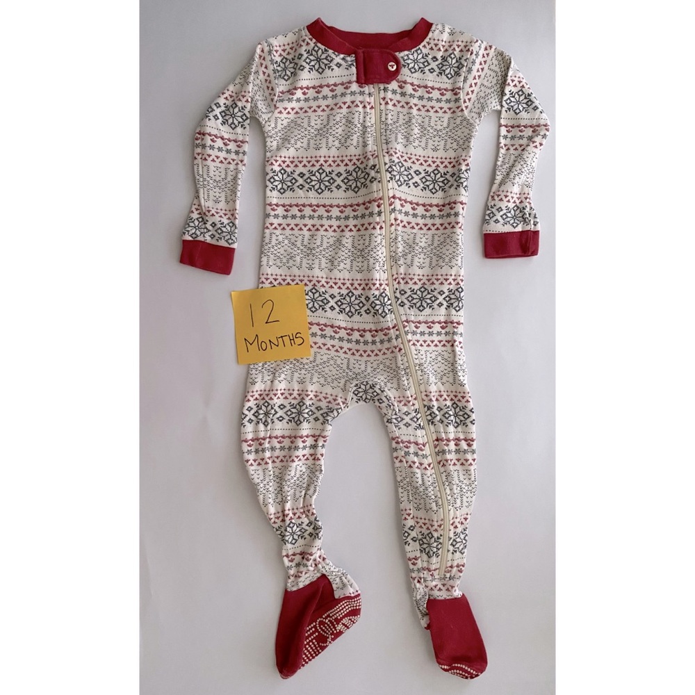 Burt’s Bees Baby Toddler Winter Holiday Christmas Footed Pajamas Size 12 Months